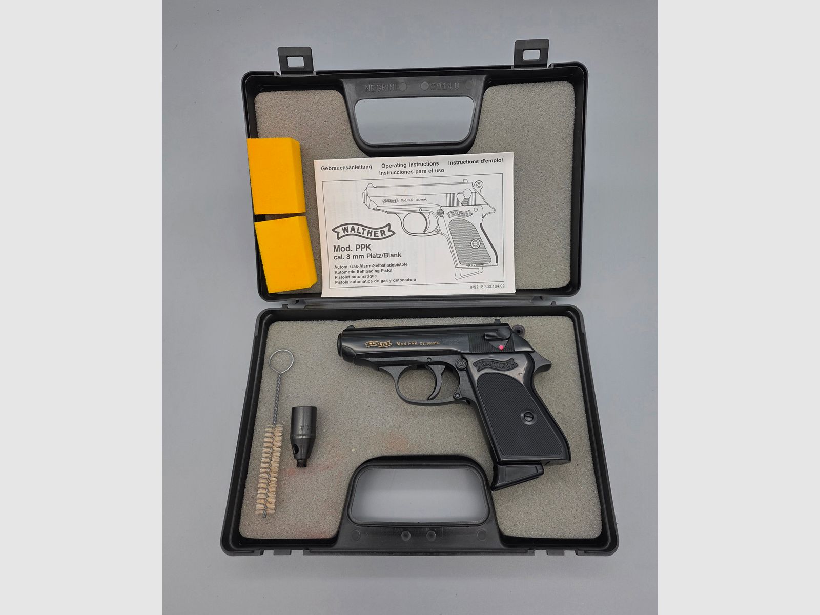 Neuwertig u. ungeschossen Walther PPK 8mm Knall PTB 502 mit Beschuss 1993 (KD) Schreckschuss SRS Silvester