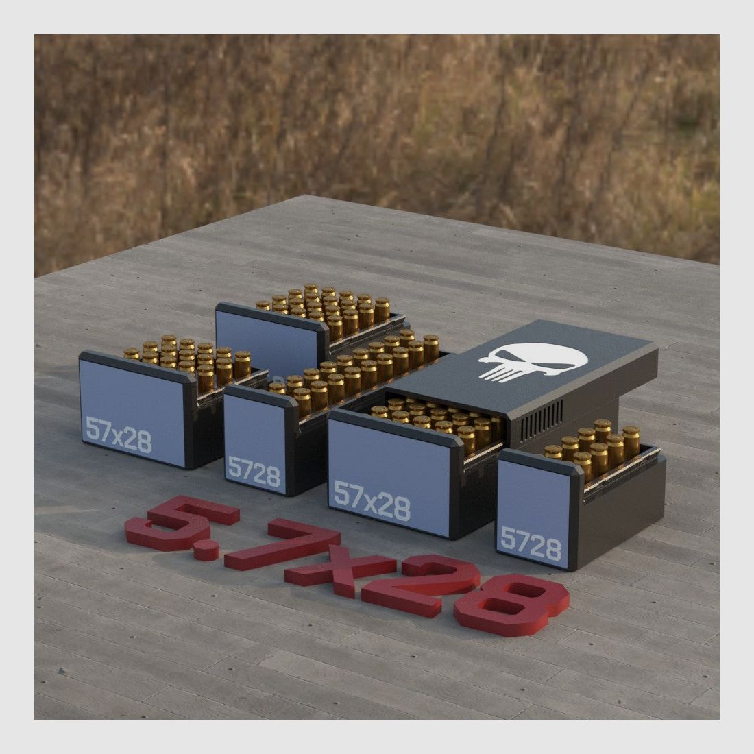 Filamelt skrzynka na amunicję / Ammo 5.7x28 - pudełko na naboje na 50 strzałów, wyprodukowano w Niemczech