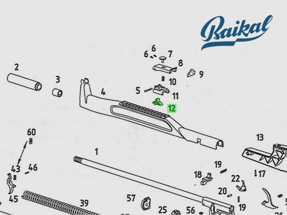 Klemme Kimme (Rear sight clamp) von Luftgewehr Baikal MP 514, Ersatzteil 12