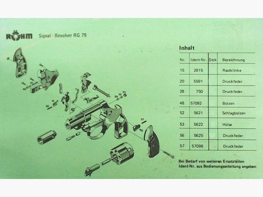 Röhm RG 79 Ersatzteile für Signal-Revolver Röhm RG79