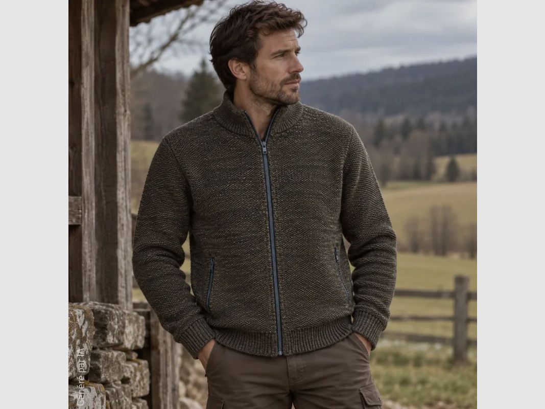 Gilet Galéo marron à manches longues doublé micropolaire, image 1 sur 8