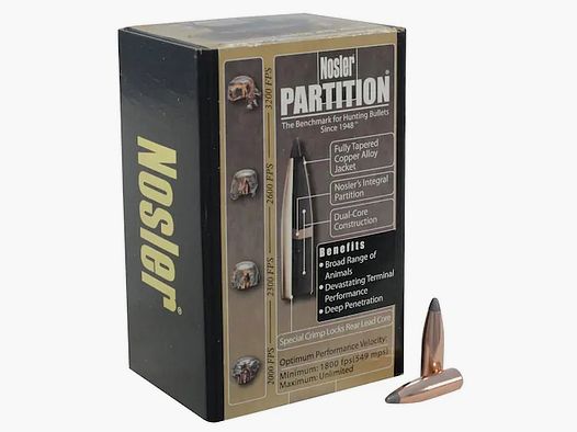 Nosler Geschoss Partition 6mm/.243 85GR Spitzer 50 Stück