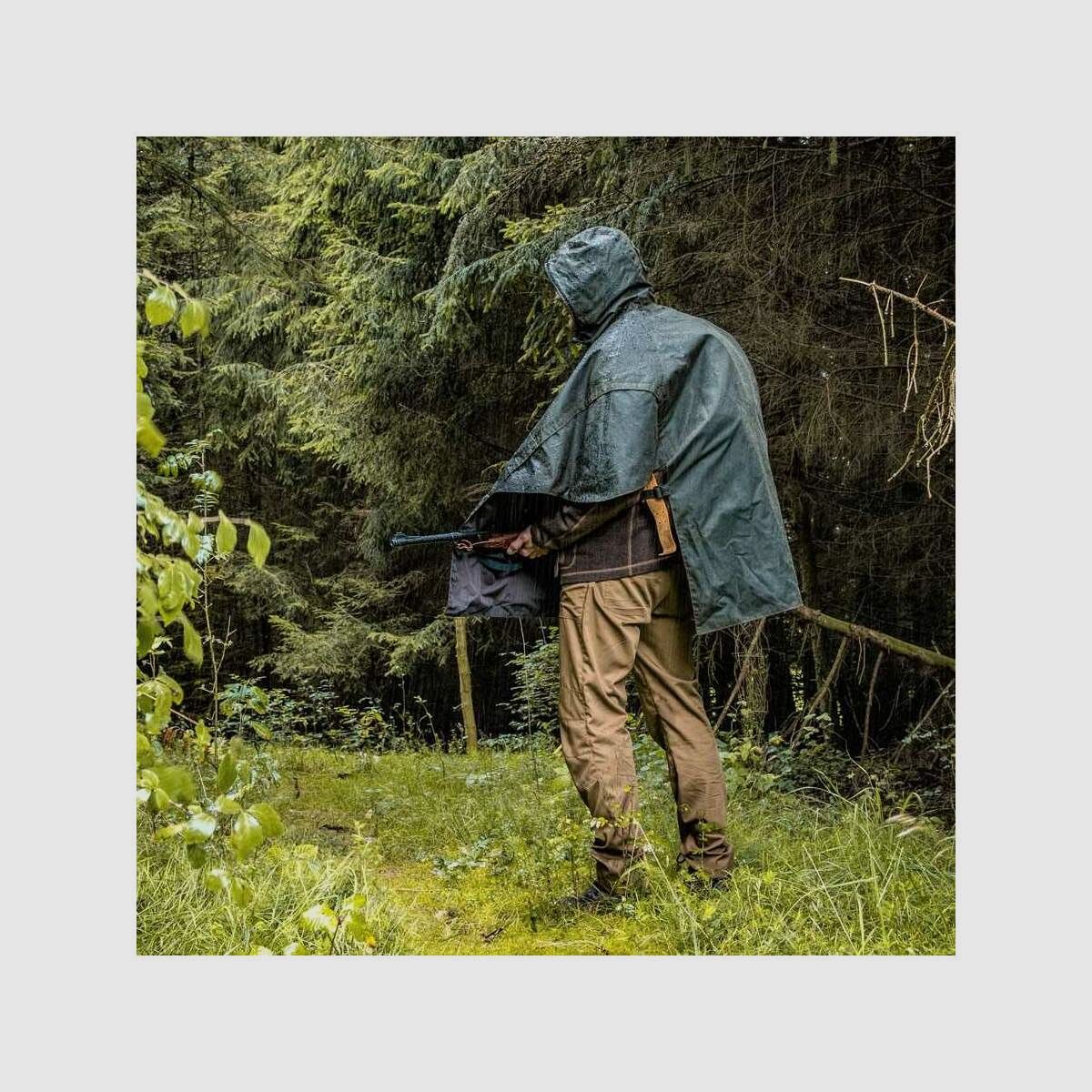 WALDKAUZ regencape "Wassermann" van waxcotton, olijf, afbeelding 9 van 10