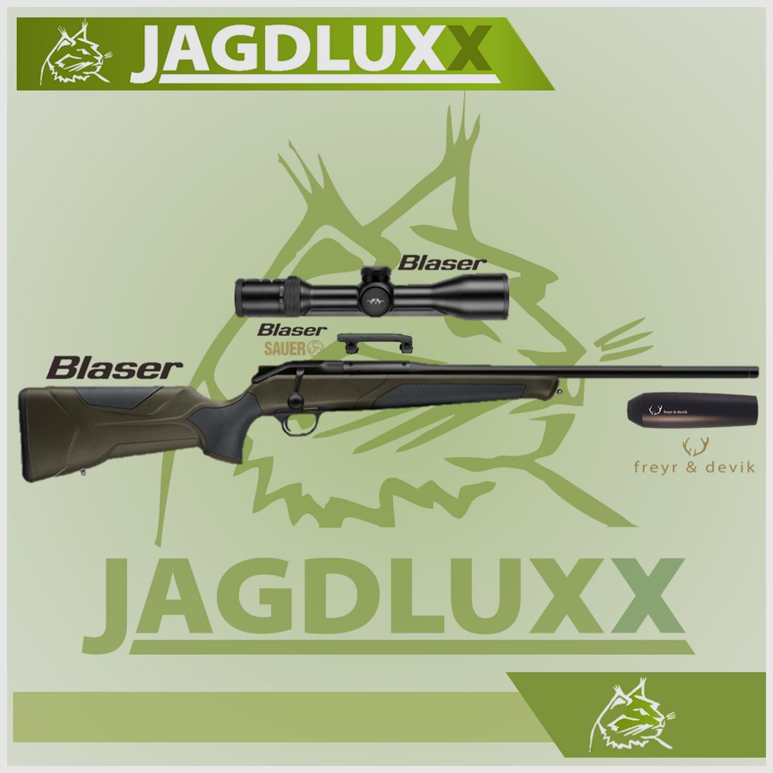 Blaser R8 Professional 2.0 dark olive with Blaser B2 and freyr & devik silencer