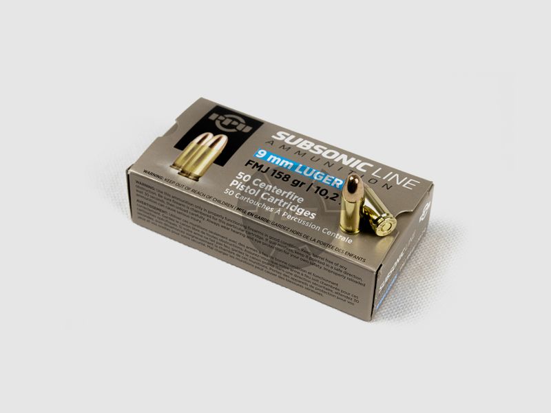 PPU 9×19 FMJ Subsonic 158 Gr 50 Stück
