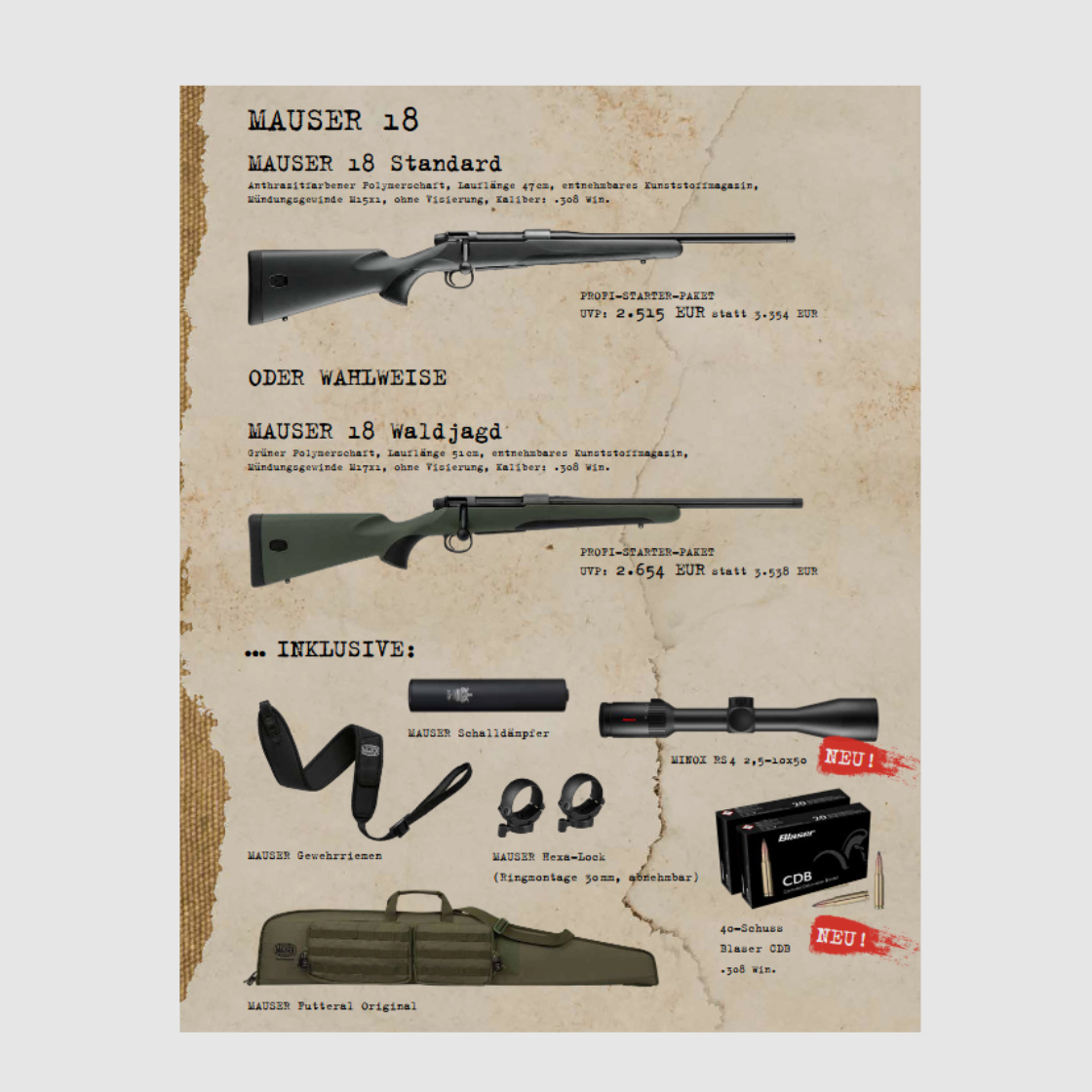 MAUSER M18 Estándar | Jungjäger 2025 | Paquete de inicio profesional