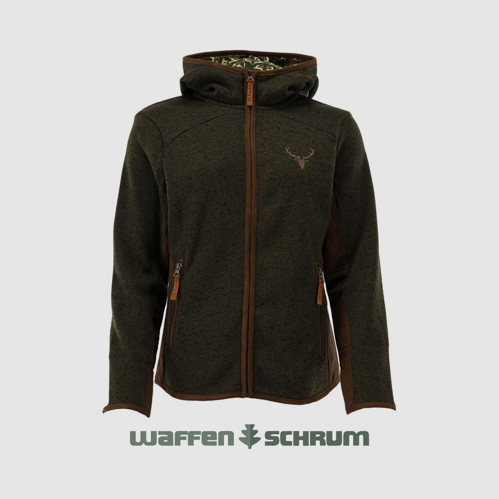 OS Trachten Fleecejacke mit Kapuze Schilf