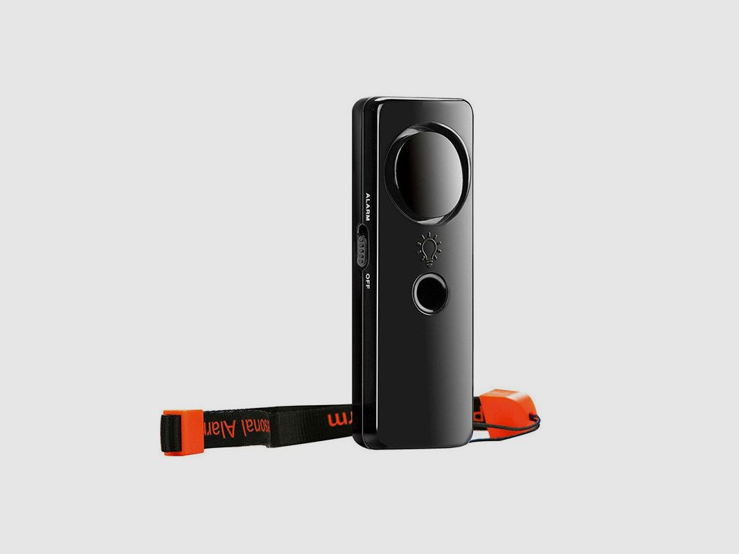 Alarme de sécurité personnelle noire domicile avec lumière LED 125 dB CamRom, image 1 sur 2