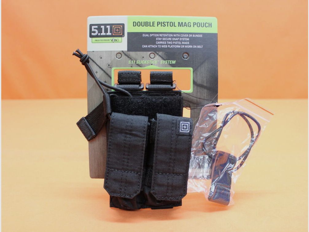 5.11 5.11 Double Pistol Bungee/Cover (56155) 019 Black magazine pouch for 2 pistol magazines