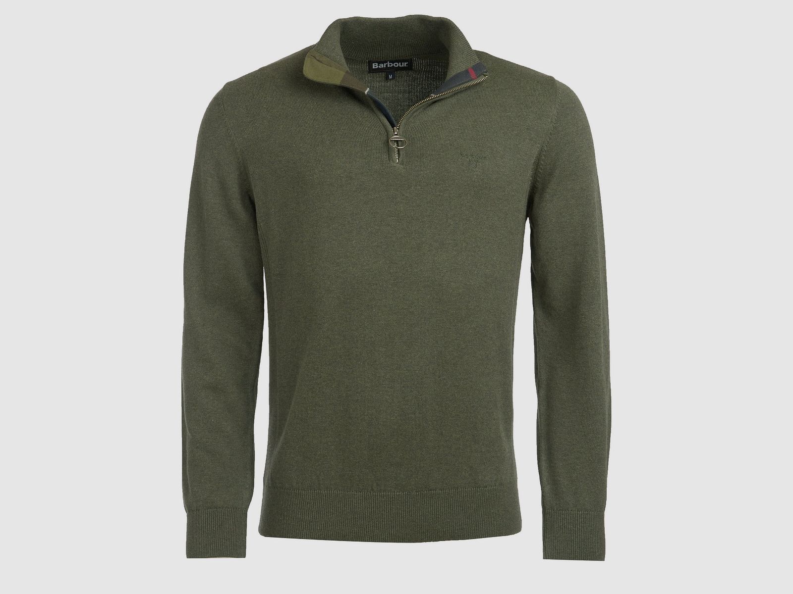 Barbour Baumwoll-Strickpullover mit Reißverschluss Herren Olivgrün - S