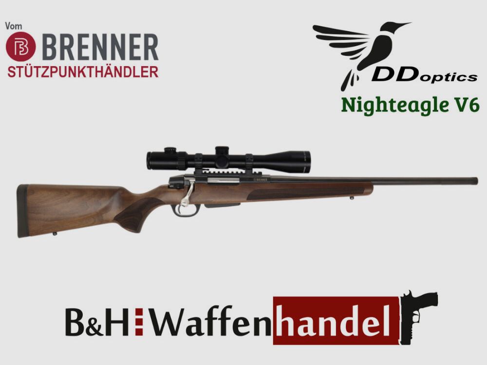 Brenner Komplettpaket:	 BR 20 Nussbaumschaft DDoptics 2.5-16x42 oder 2.5-15x50 Jagd Büchse Holzschaft Finanzierung möglich