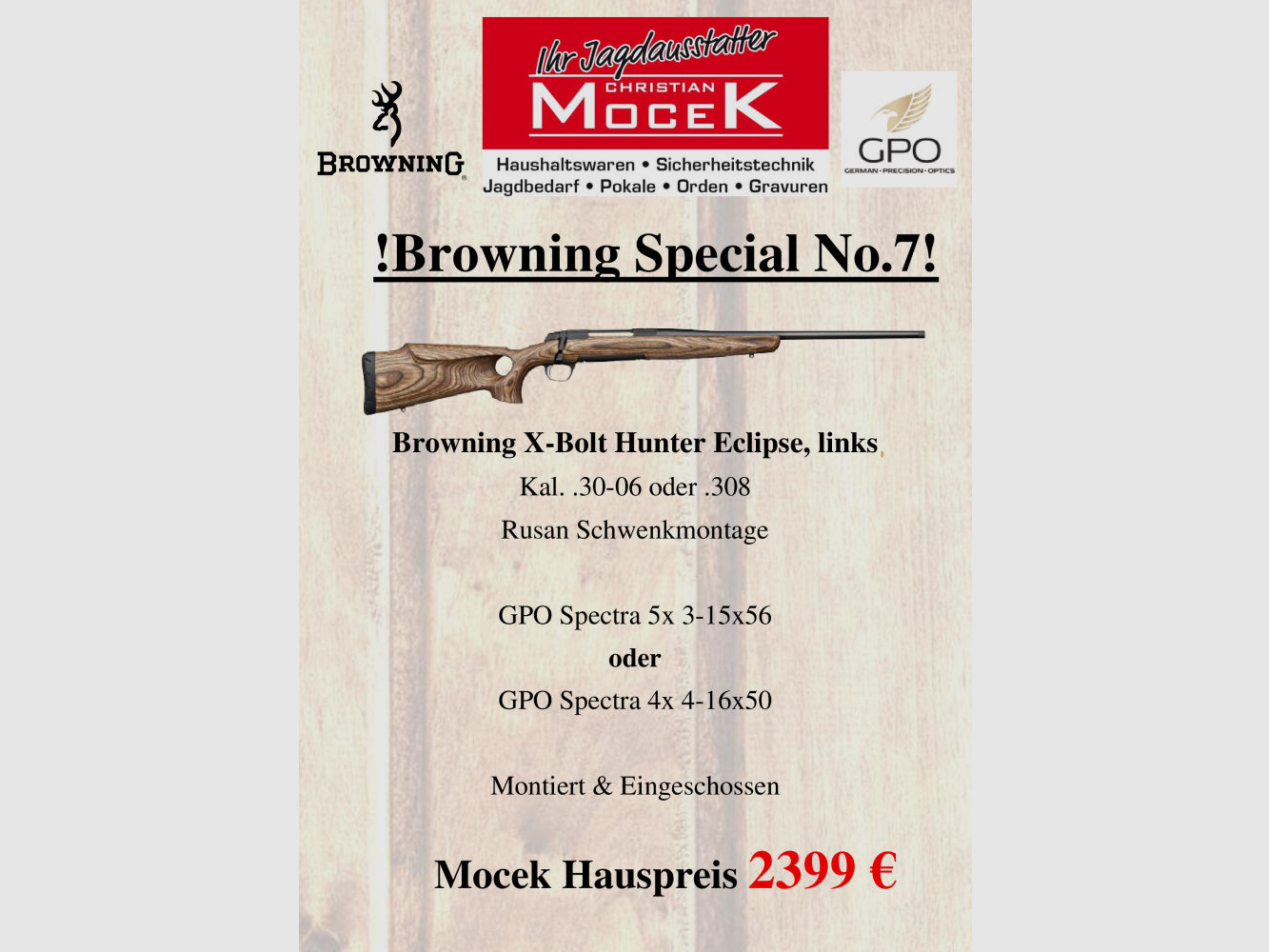 Browning X-Bolt Hunter Eclipse, mit GPO Spectra, links