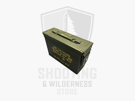 Small used empty tin ammunition box