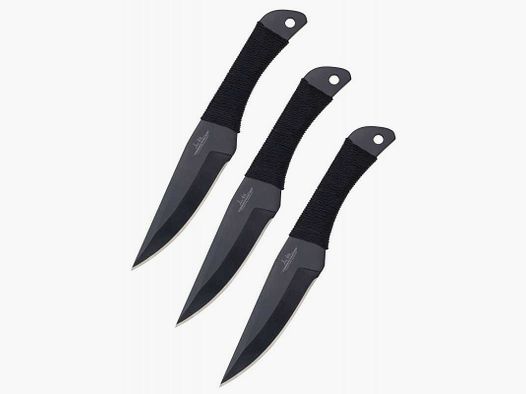 United Cutlery Gil Hibben 3er Wurfmesser Set mit Kordelgriff schwarz