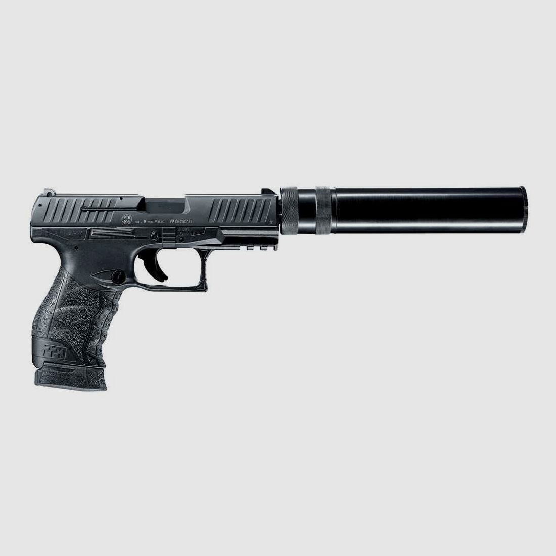 Walther Schreckschuss Pistole PPQ M2 Navy Kit 9 mm Schreckschuss mit Schalldämpfer+3 x17 Schuss Magazin