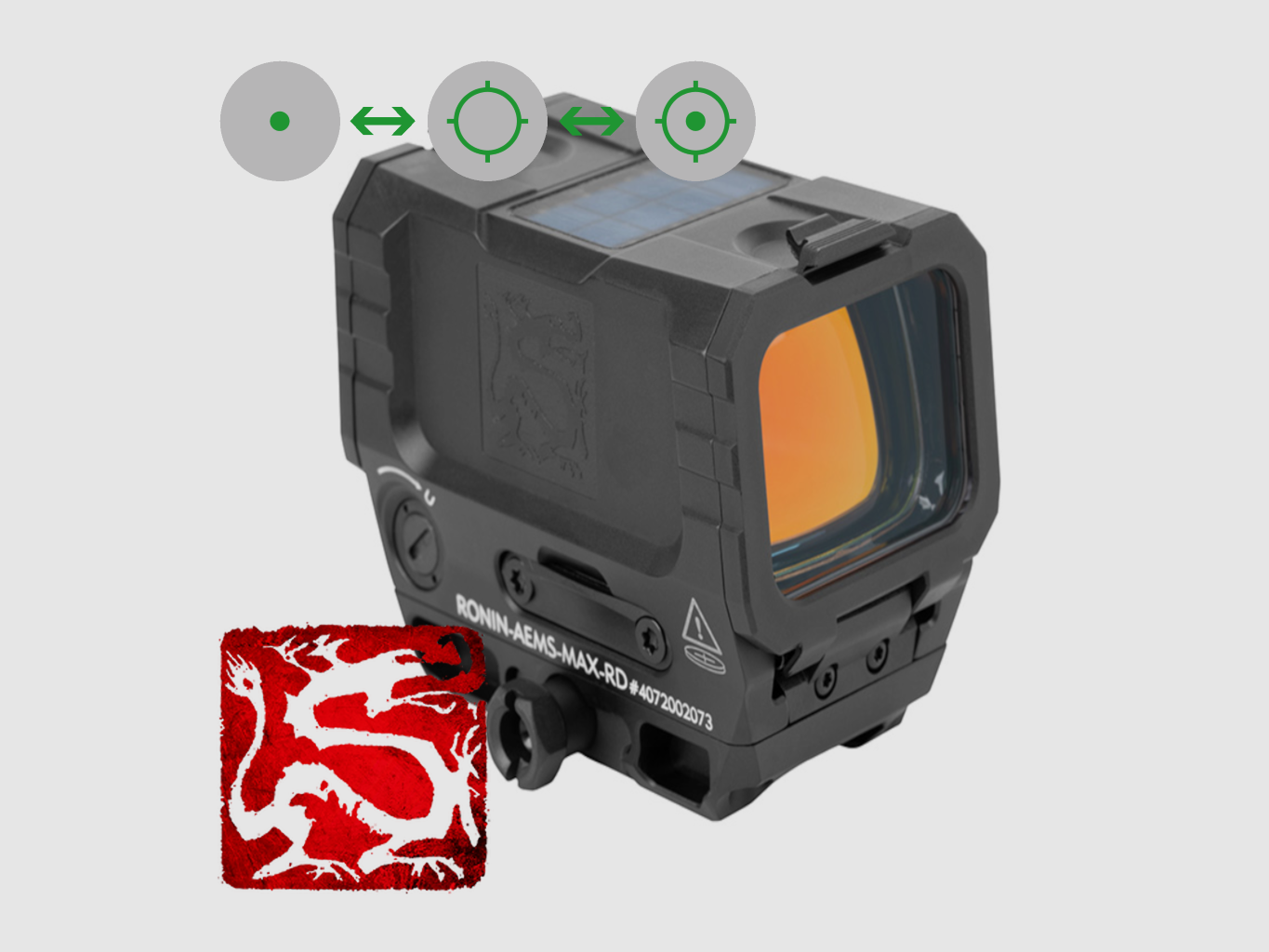 Holosun Reflexvisier RONIN-AEMS-MAX-GR mit grünem Wechselabsehen: 2MOA Dot & 65MOA Circledot, Bild 1 von 7
