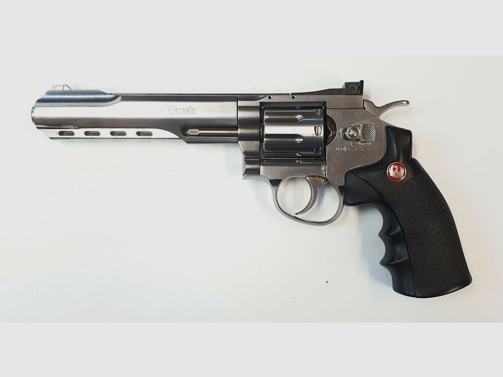 RUGER Airsoft CO₂ Ruger SuperHawk Chrome Finish, 6mm, Airsoft Revolver; F im Fünfeck - Defekt