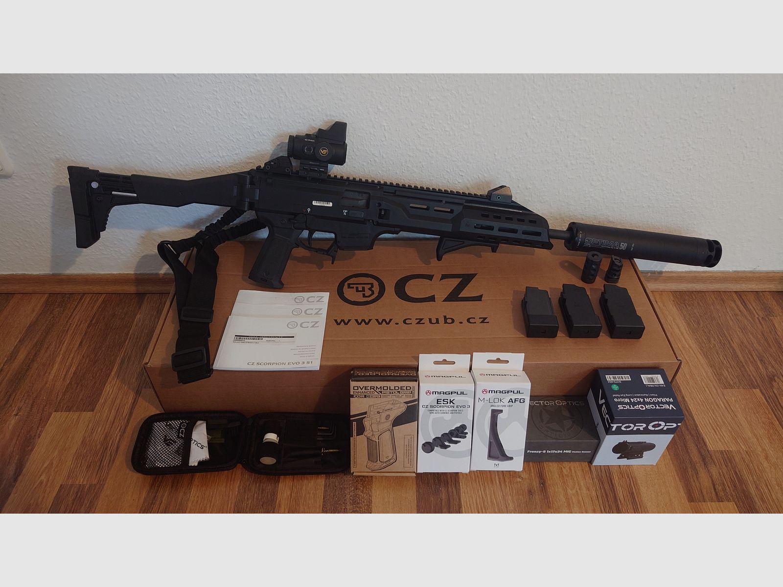 SLB CZ Scorpion EVO3 S1 Carbine (PCC), caliber 9x19 (9mm Luger), sportingly approved