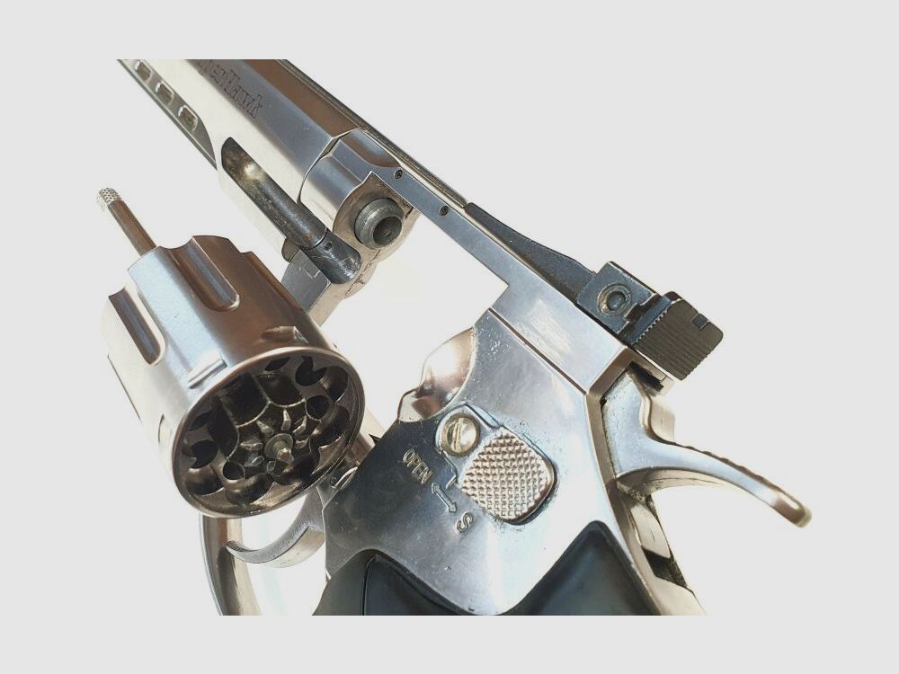 RUGER Airsoft CO₂ Ruger SuperHawk Chrome Finish, 6mm, Airsoft Revolver; F im Fünfeck - Defekt