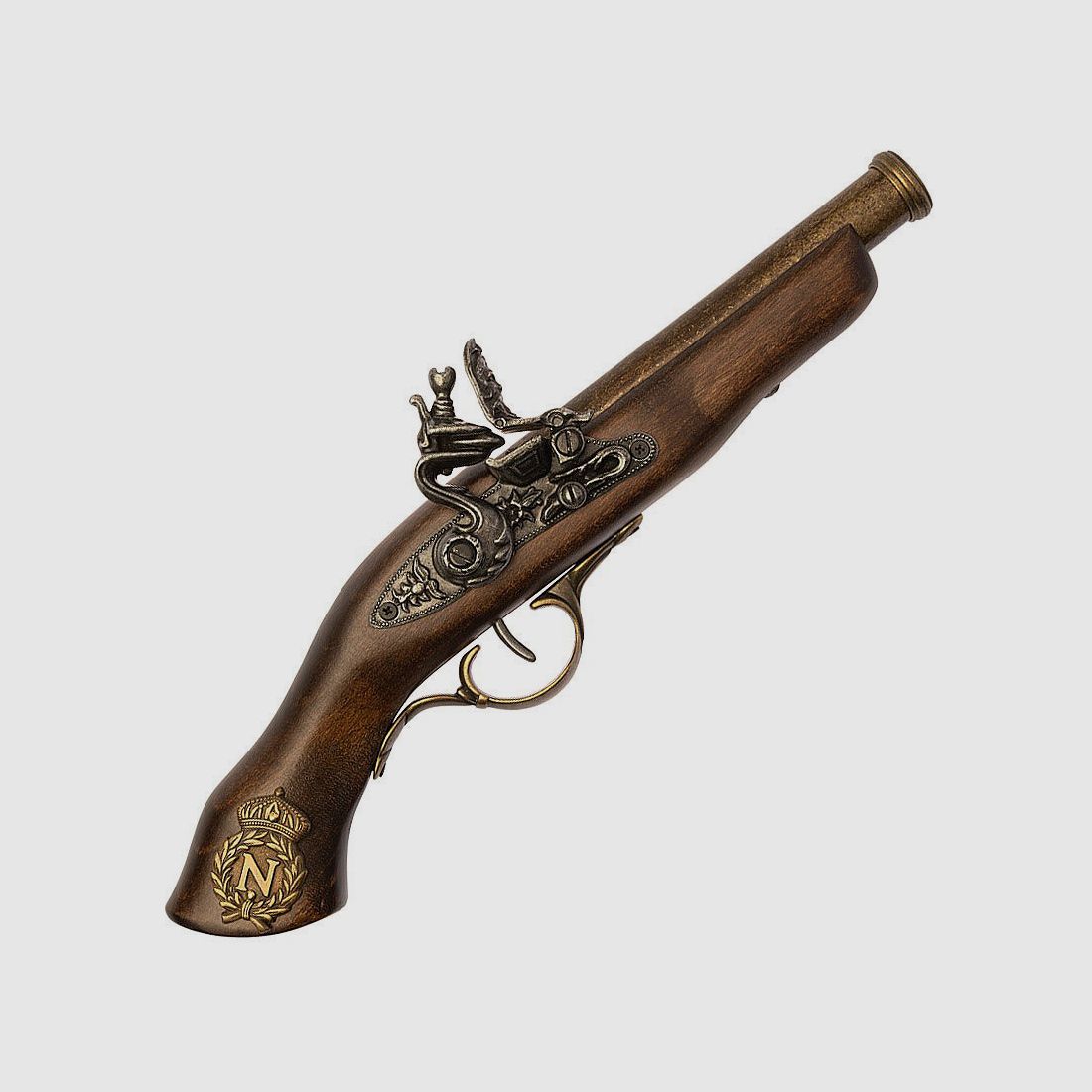 Pistola decorativa Napoleón con empuñadura de madera