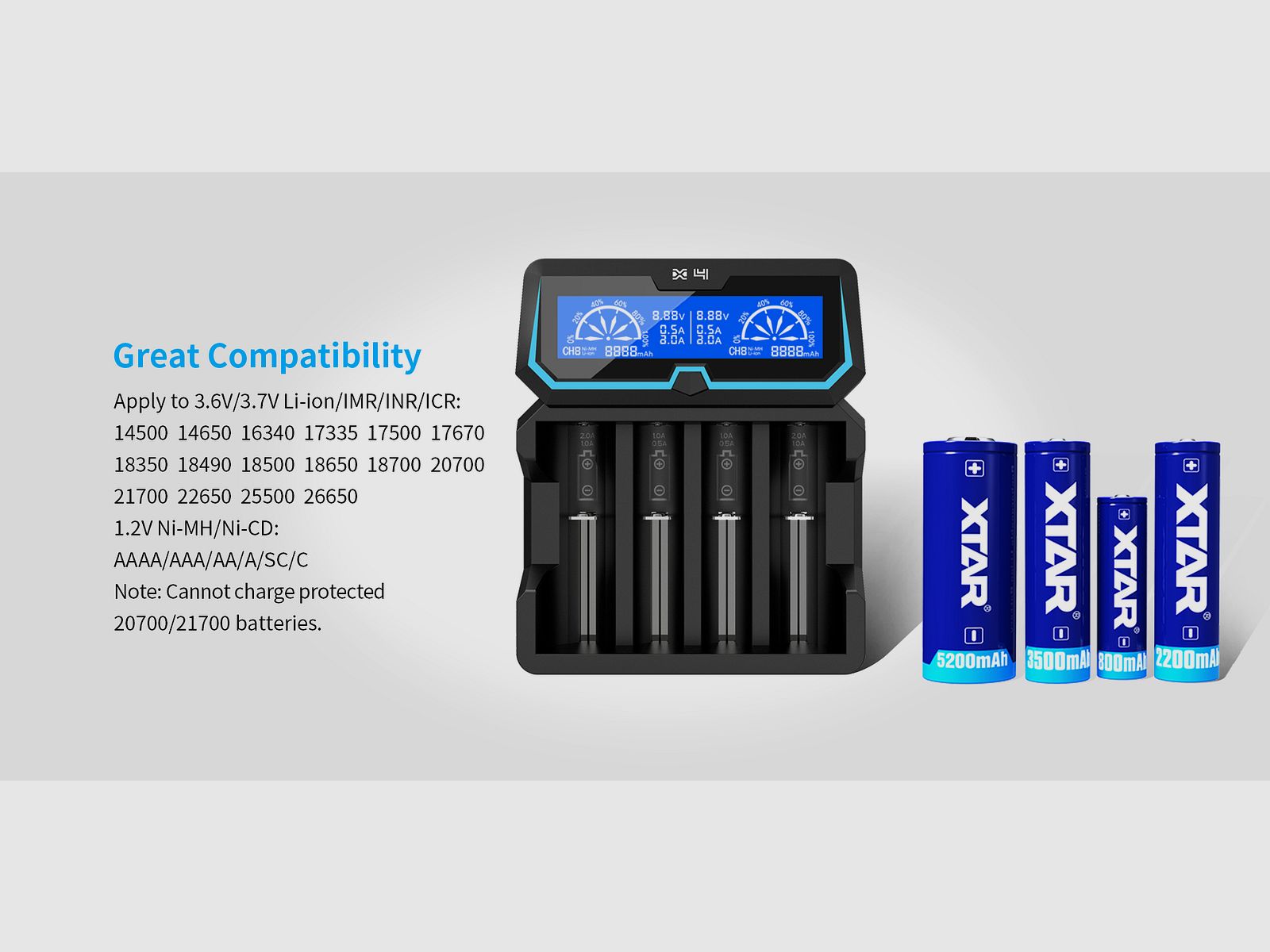 Xtar X4 chargeur rapide de batteries, image 1 sur 8