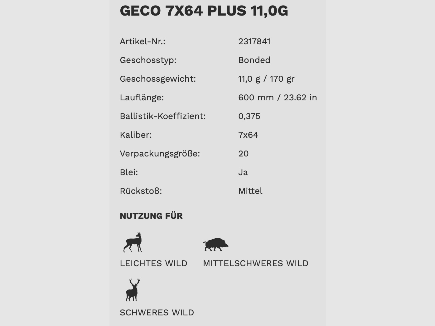 Geco 2317841 7x64 PLUS TLM bonded 11.0g/170grs.