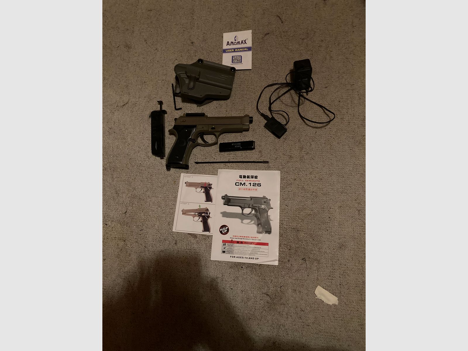 Cm 126 airsoftpistool met accessoires