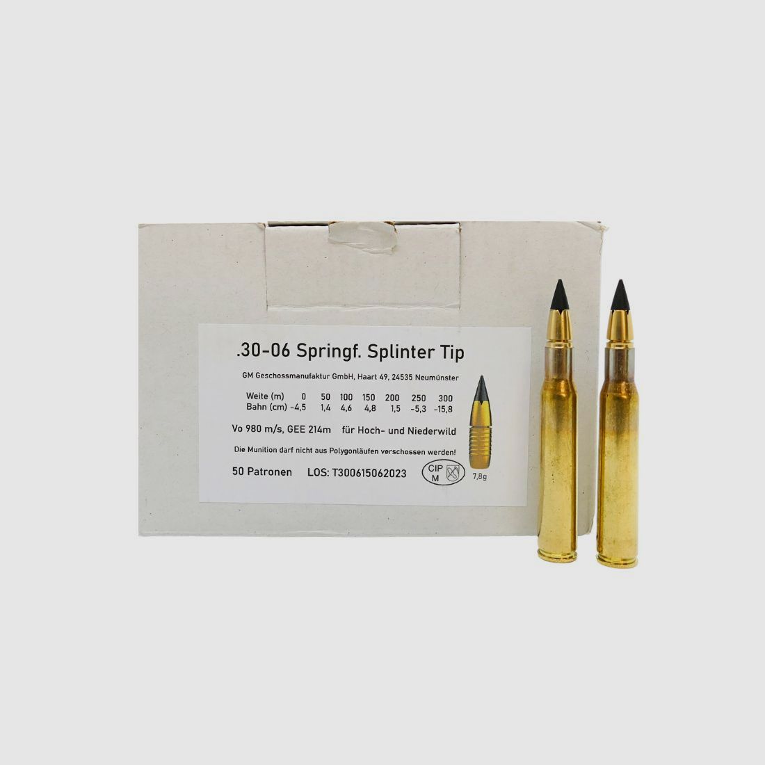 Geschoss-Manufaktur .30-06 Splinter Tip 7,8g/120grs Büchsenpatronen Bleifrei