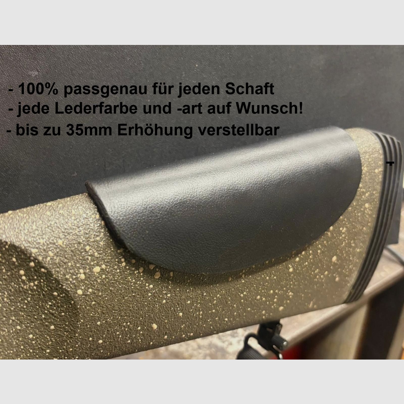*ANGEBOT* Schaft-Erhöhung verstellbar | KYDEX + echtes Rindsleder | individuell formbar | passt für alle Schäfte! Blaser, Sauer, Mauser, Heym, Merkel, Bergara u.v.m.
