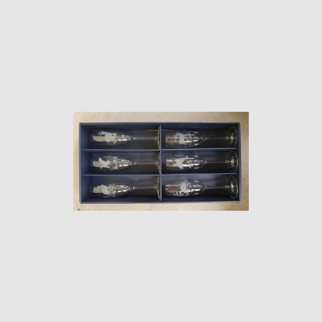 Sektglser 175ml "Hubertus" 6 er Set mit verschiedenen Tiermotiven
