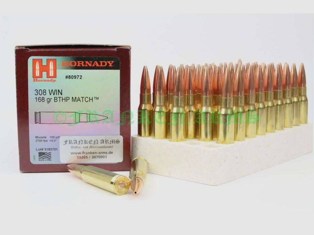 Hornady Match BTHP .308 Win. 168gr 10.9g 50 pieces tiered price