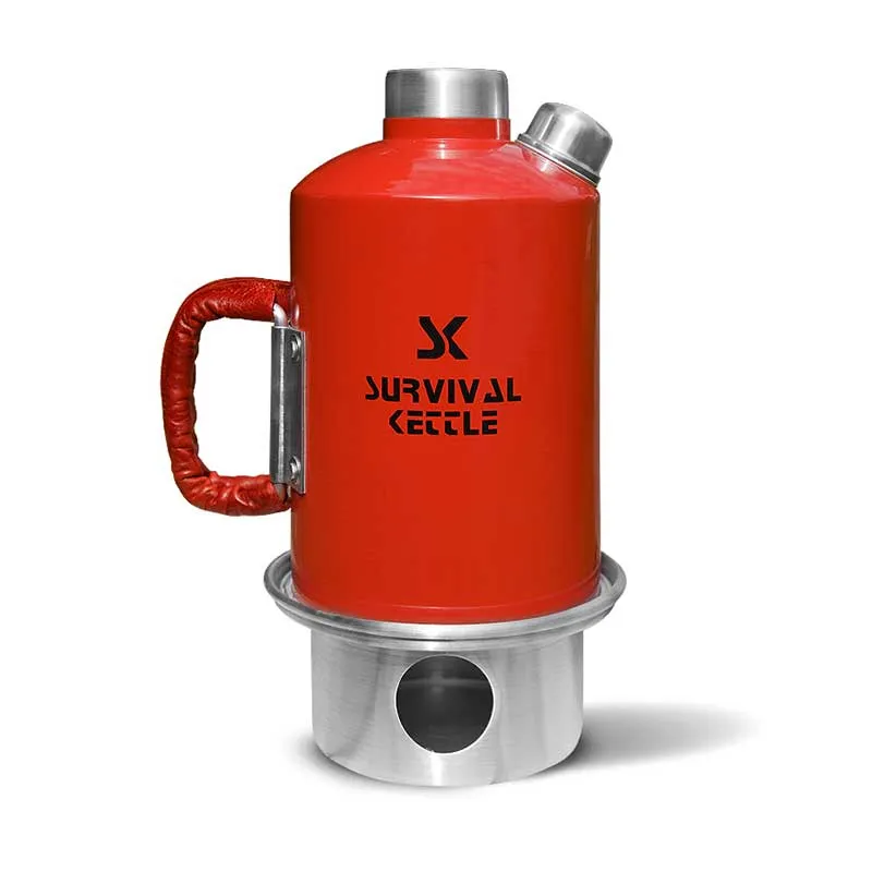 Survival Kettle aluminum camping kettle 1.2 L – red