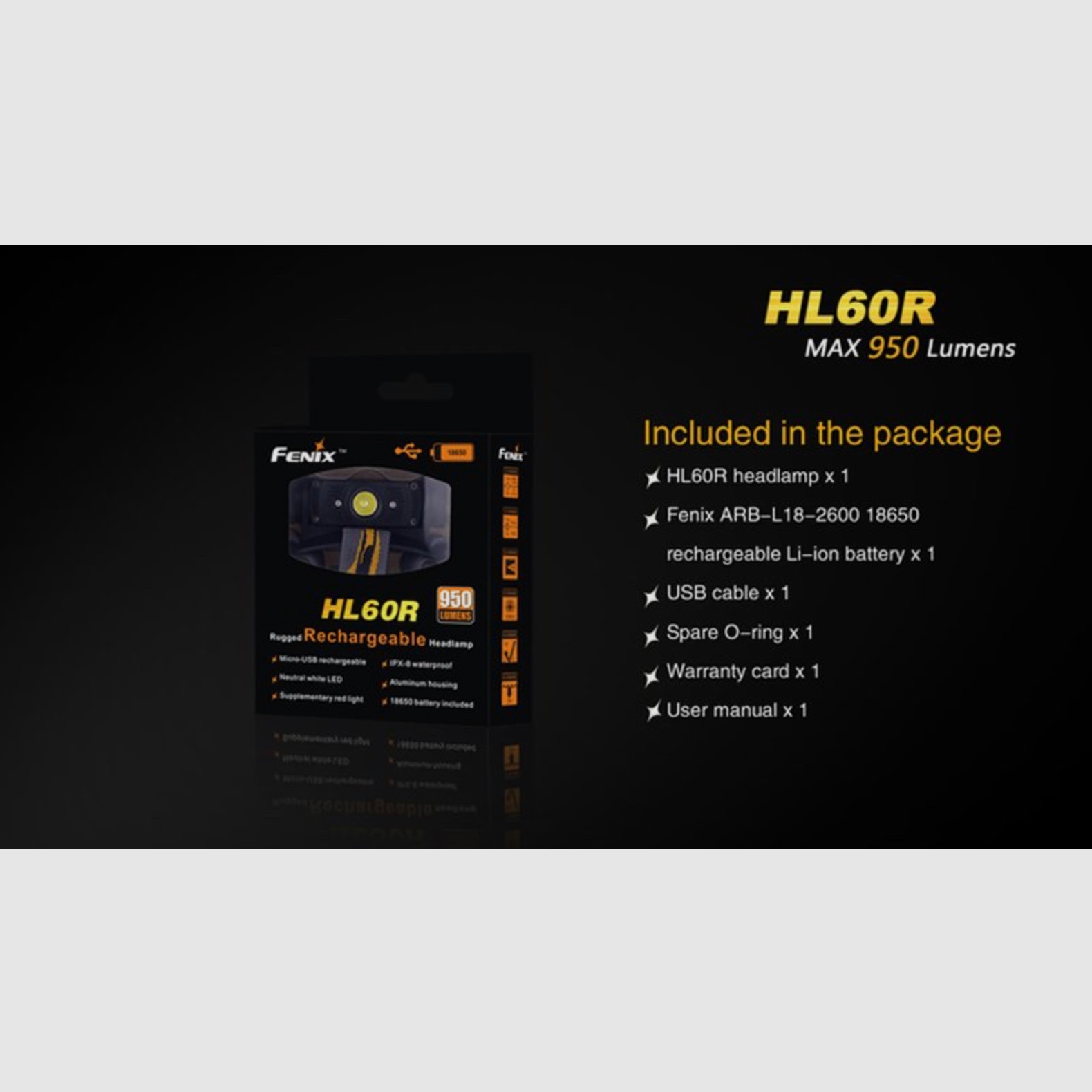 Fenix FEHL60R-Schw latarka czołowa HL60R z portem USB czarna