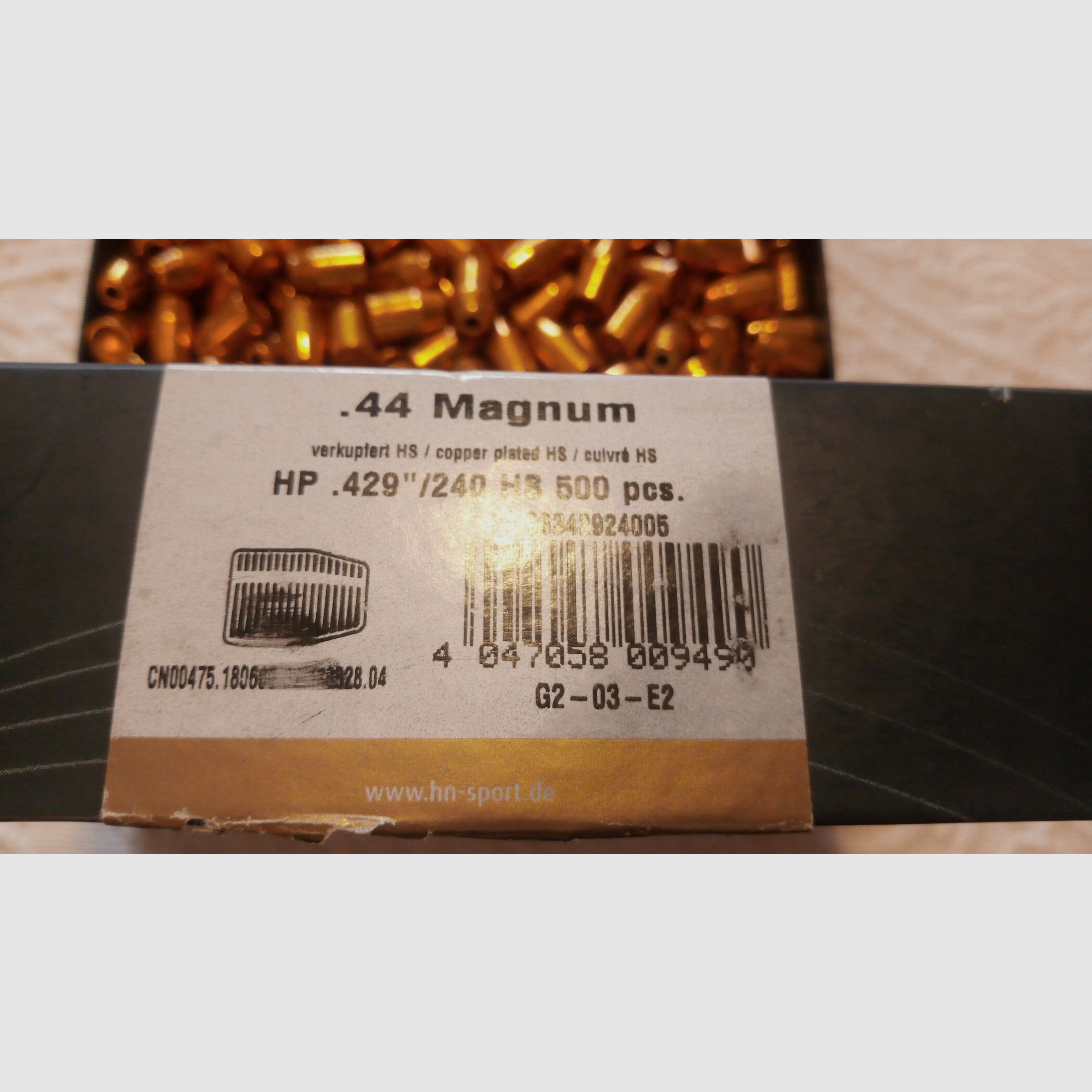 500 H&N Sport .44 Magnum .429" 240gr HP HS kogels NIEUW OVP