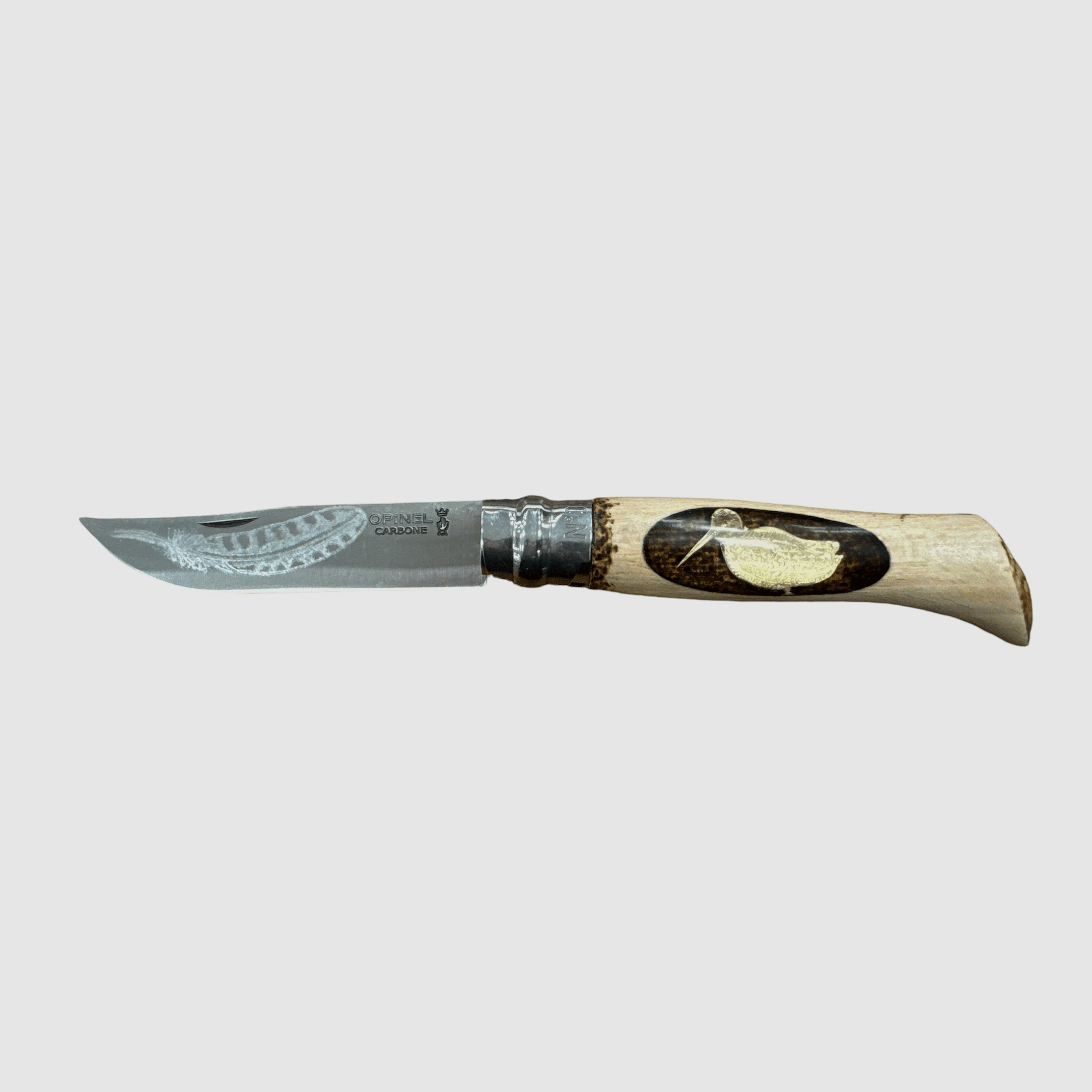 Mes – OPINEL – N.9 Koolstof handgemaakt met Watersnip, afbeelding 1 van 2