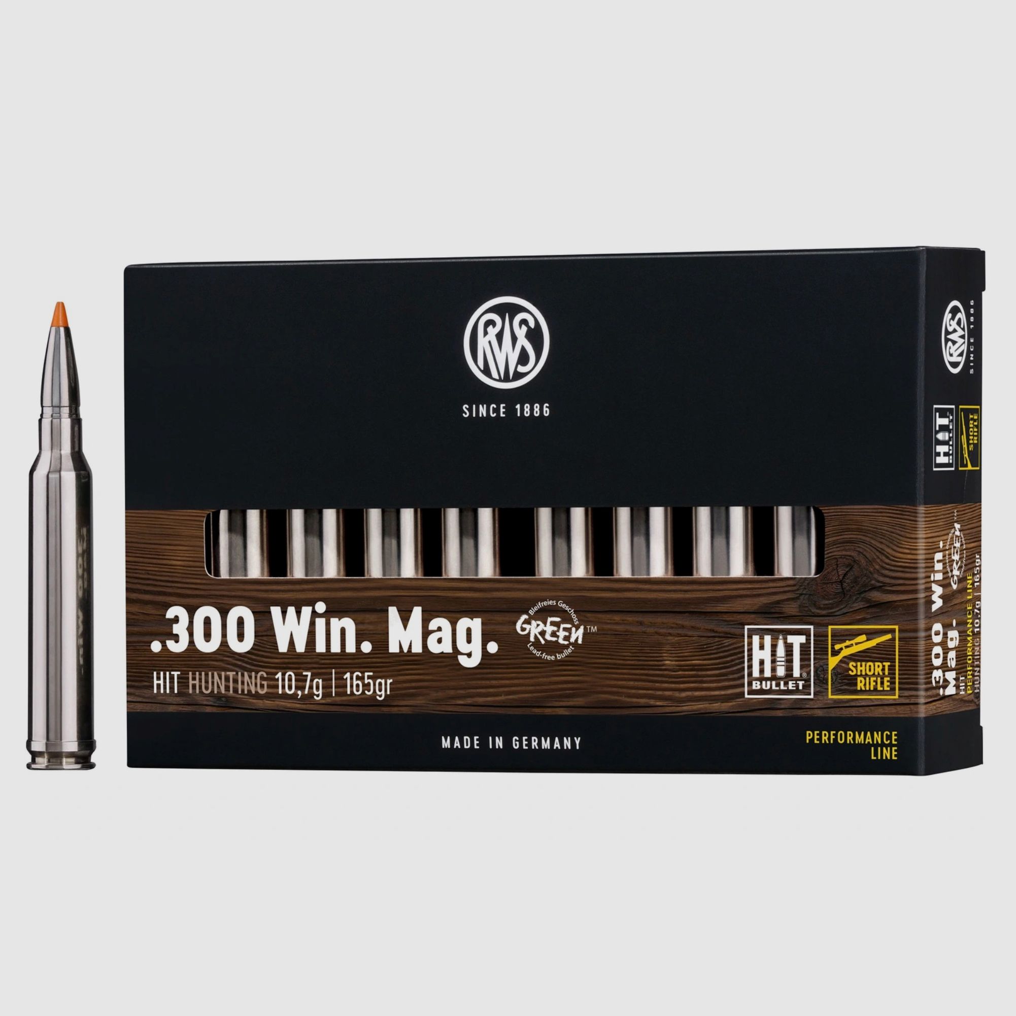 RWS 2408474 Büchsenpatronen .300 Win. Mag. HIT Short Rifle 10,7g 165grs. Bleifrei