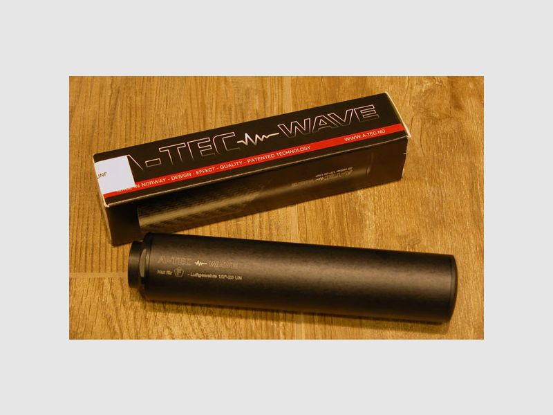 A-TEC " WAVE ALU " Hochleistungs "F" Schalldämpfer für Luftdruckwaffen Kal. 4,5 & 5,5, Gewinde 1/2"-28 UNEF