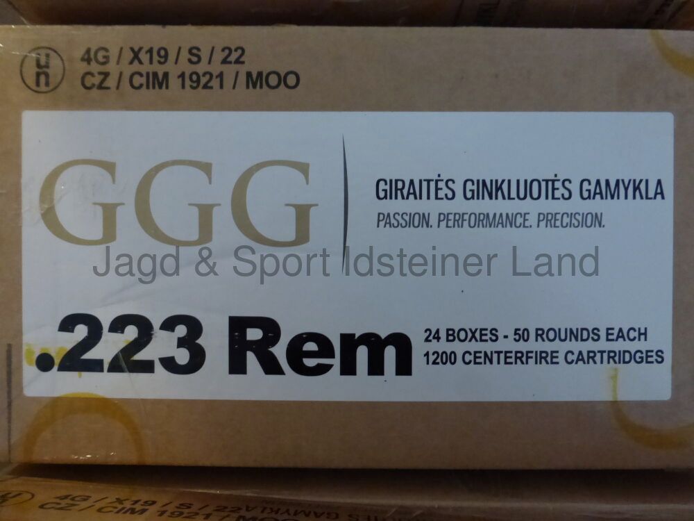 GGG, Giraites Ginkluotes Gamykla, 1200 Patronen pro Umkarton FMJ, 55grs