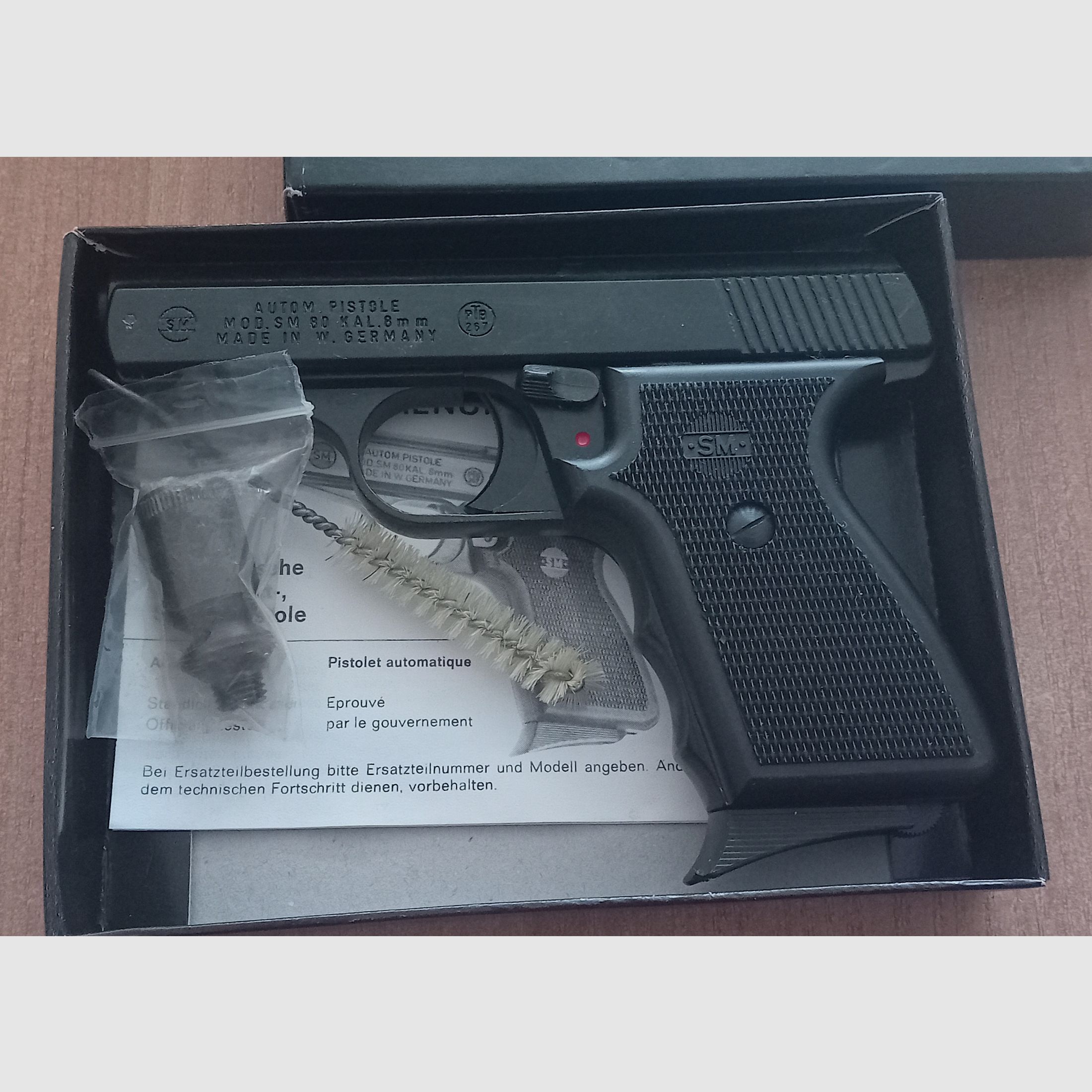 Seltene Rhöner SM 80 im Kal. 8 mm Knall/ PTB 267 mit Verpackung!