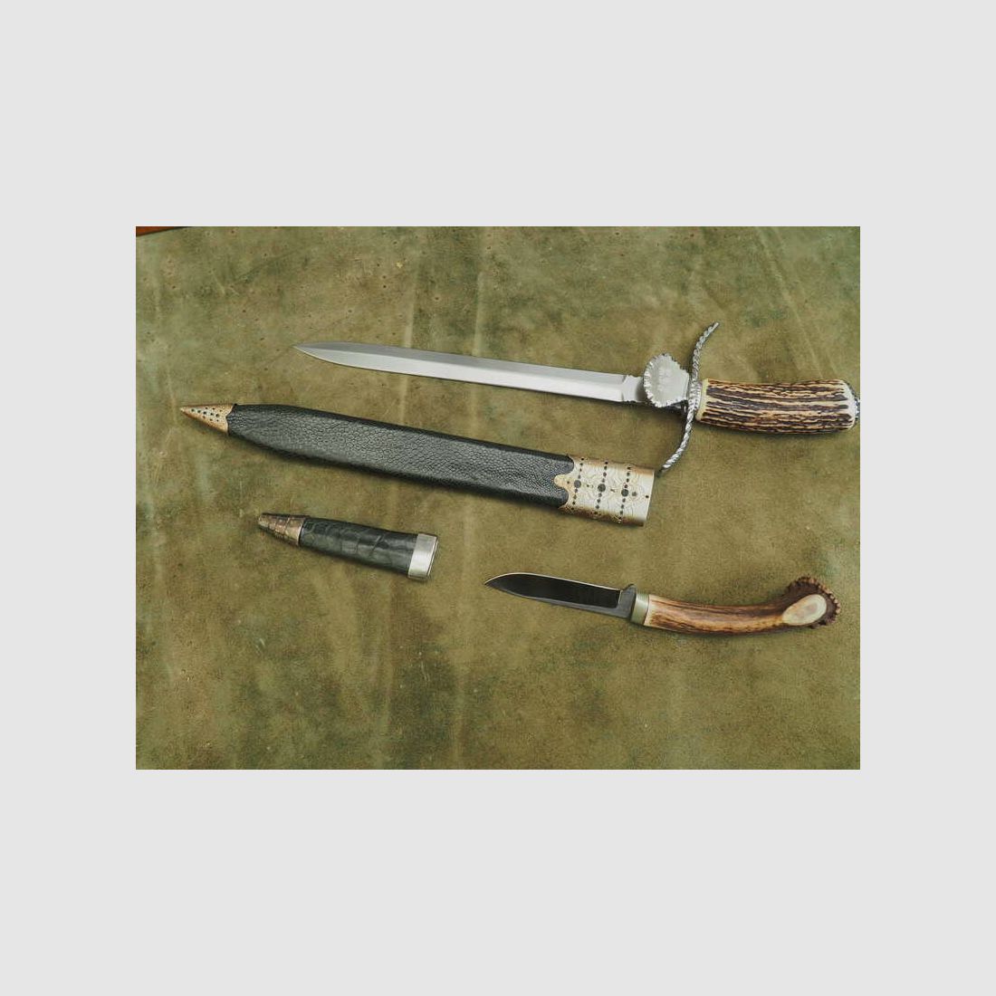 Coltello da caccia, su misura, con nicker e scatola, attrezzatura da caccia, immagine 5 di 11