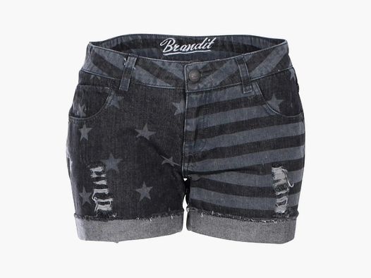 Brandit Brandit Hotpants Denim Stars and Stripes - Grijs / XXS Dames
