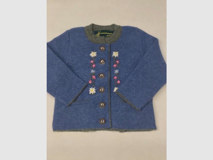 Kinder Strickjacke Merinowolle in Blau/Grün, Bild 1 von 2