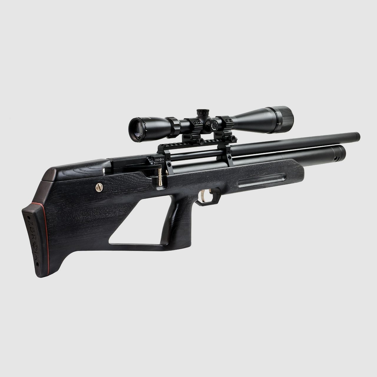 Bullpup Pressluftgewehr Zbroia Kozak mit integriertem SchalldĂ¤mpfer Holzschaft schwarz Kaliber 4,5 mm (P18)