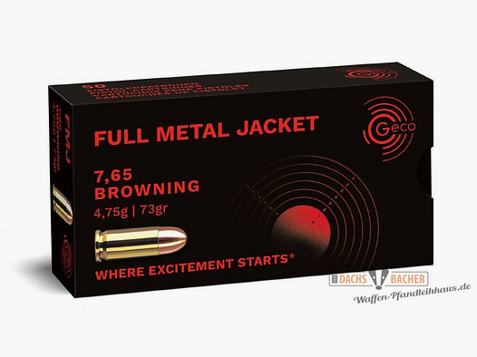 GECO 7,65 Browning FMJ Full Metal Jacket 4,75g/73gr 50 cartouches
