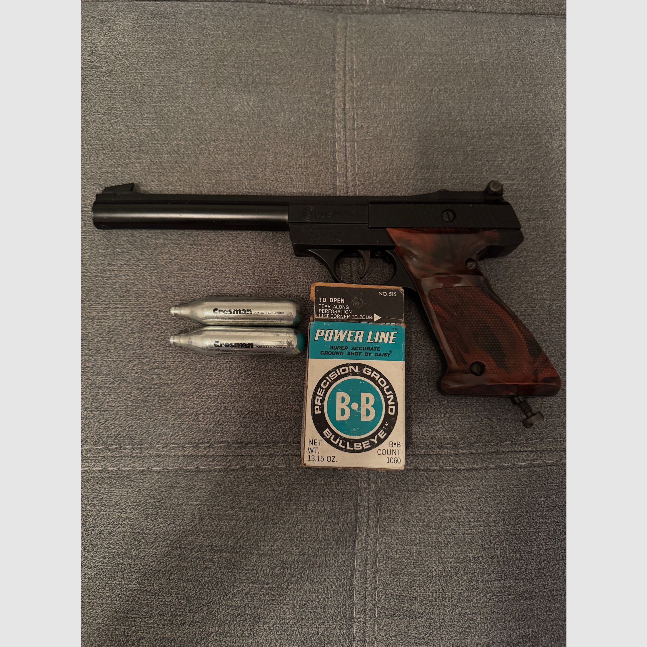 CO2 Luftpistole Crosman Model 454 (.177 / 4,5mm BB) – Vintage Set mit CO2 & Munition
