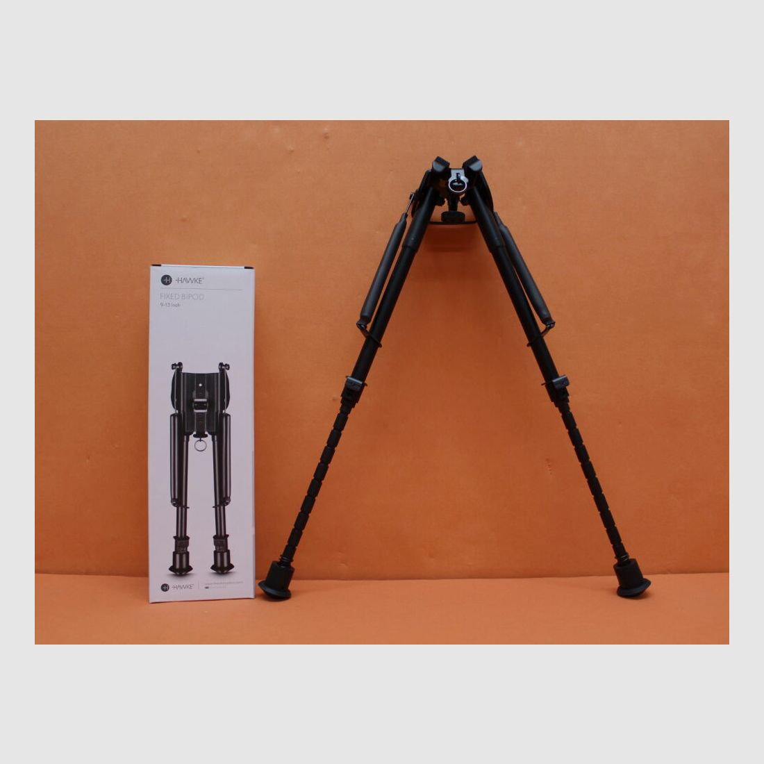 HAWKE HAWKE Bipiede Fisso a Due Punti (70002) Altezza 9-13"/ circa 23-33 cm, regolazione del supporto, piedi in gomma
