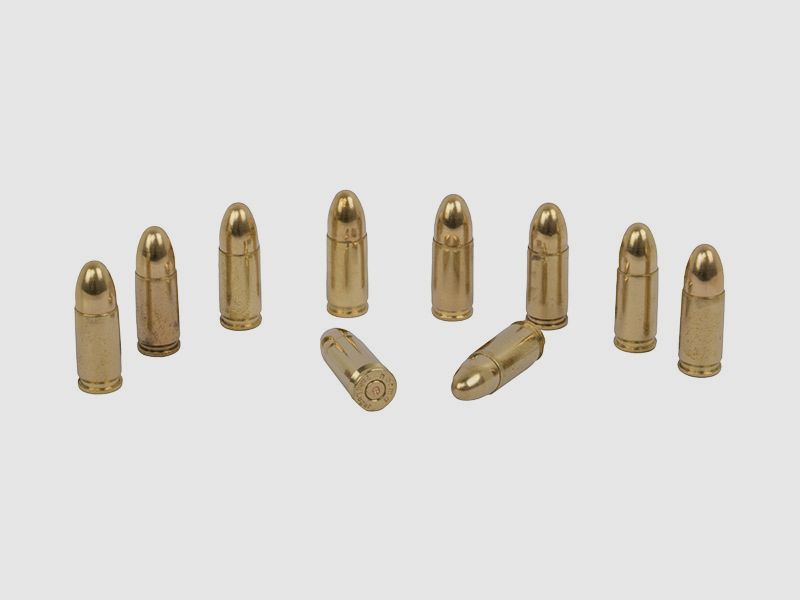 Dekopatrone Kaliber 9 x 19 mm 9 mm Luger mit Vollmantelgeschoss blinde Originalpatronen 10 StĂĽck (P18)