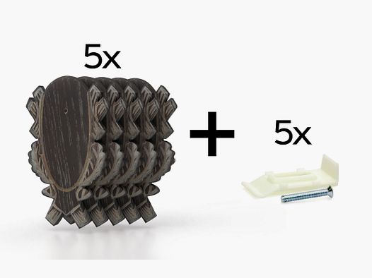 5x Trophäenschild für Rehbock geschnitzt dunkel (Eiche 4)