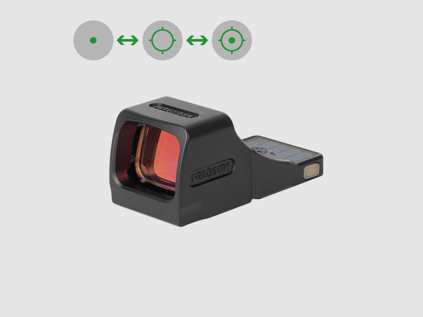 Holosun Mirino Reflex SCS-MP2-GR con reticolo verde: 2MOA punto & 32MOA cerchio punto, immagine 1 di 10