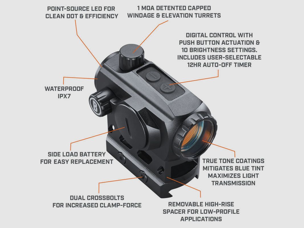 Bushnell Red Dot Sight TRS-125 1x22 incluso montaggio Weaver/Picatinny Low/High-Rise